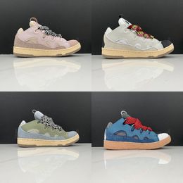 Designer sneaker Klassieke curb sneakers Mesh geweven veterschoenen Stijl Buitengewone sneaker Reliëfleer Heren Dames Sneaker Nappa Kalfsleer Rubberen schoen