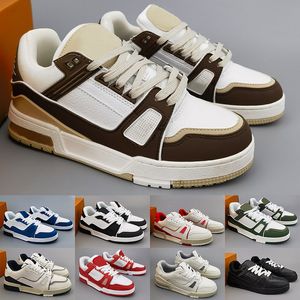 Baskets de créateurs Virgil Trainer Chaussures décontractées en cuir de veau Abloh Blanc Vert Rouge Bleu Lettre Superpositions Plate-forme