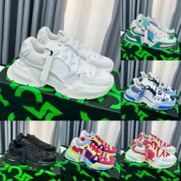 Designer-Sneaker Airmaster Herrenschuhe Plateau-Sneaker Spleißen Kalbsleder-Gummi-Trainer Mehrfarbiger Stickerei-Trainer