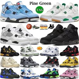 4 chaussures de basket-ball baskets design chat noir 4s rétros vert pin militaire noir chaussures de plein air jumpman 4s jordens j4 4 baskets chaussures Sneaker
