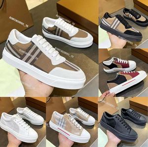 Designer Sneakers Brand Check Trainers Hommes Chaussures Striped Casual Shoes Leather Platform Trainers Vintage Plaid Sneaker Canvas Flat Shoess With Box