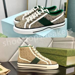 Designer Sneakers Canvas Casual Schoen Dames Heren Beige Geborduurde Schoenen Rubberen Zool Gedrukt Borduren Denim Rood Groen Patchwork Kleur Mode Klassieke Schoenen