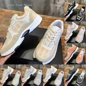 Designer Sneakers Channel Femmes Chaussures Baskets classiques en cuir de veau CCity Sneaker Style décontracté en daim Tweed Baskets en cuir à lacets Chaussure de sport