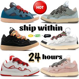 Designer Sneakers Luxe heren Casual schoenen Curb lederen sneaker dames trainers lichtblauw wit zwart gum grijs multi-kleuren rood roze multi pink heren vrouwen schoenen parijs parijs