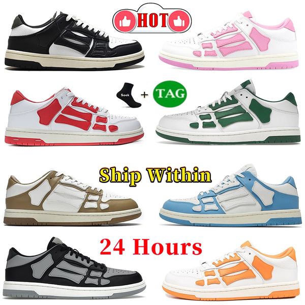 Designer Casual Chaussures Skel Baskets Hommes Femmes Bas Top Sneaker En Cuir Bone Runner Squelette Chaussures Femmes Plate-forme Chaussure Cuir Bones Luxe Hommes Femmes Baskets