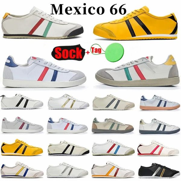 Baskets de créateurs hommes femmes chaussures de course décontractées Tiger Mexico 66 cuir à lacets jaune noir marine gomme voile vert beige rouge baskets de sports de plein air