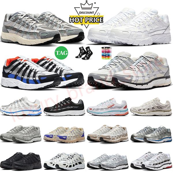 Baskets de créateurs P6000 Chaussures de course pour hommes Femmes Casual Platinum Varsity Rouge Métallisé Argent Plat Triple Noir Métallisé Argent Plate-forme Baskets de sport Taille 45