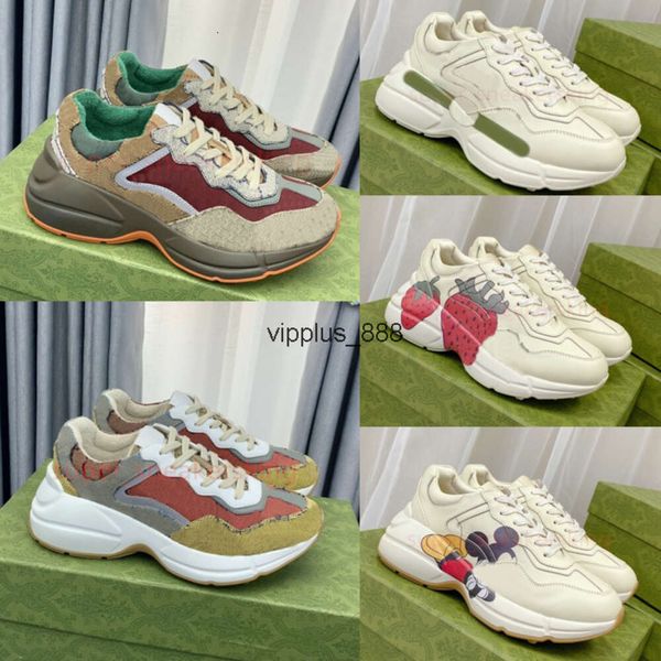 Baskets de créateurs Rhyton Casual Chaussures Guccioii Hommes Femmes Daddy Sneaker Lady Luxurys Runner Formateurs Plate-forme Multicolore Chaussures taille 35-45