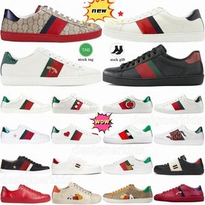 Sneakers de créateurs Chaussures Bande Bee Classic Red Broidered Snake Stripe Ivory Blue Duck Duck Stars Perle Stars Womens Mens Sneaker L8KD # #