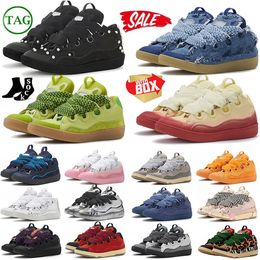 Sneakers designer Chaussures Trainer Shoe Sneaker Cuir Courb Mesh Women Mens Mens White Ivoire Rose Pale Pale Pinée Multi-Calfskin Black Blue Rubber Nappa Plat # 45 #