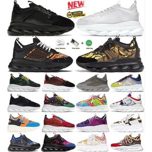 Designer Sneakers Chaussures Trainers Shoe Snesker Mens Womens Chain Reaction Casual Black Mesh Mesh Rubber Sued Central Greek Key Imprimé gris Twill Red Fluo Purple