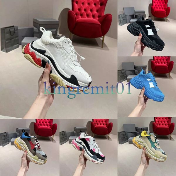 Baskets de créateurs Triple S Hommes Chaussures Plate-forme Sneaker Chaussure En Caoutchouc Semelle Transparente Noir Blanc Baskets En Cuir Femmes Tennis Spliced Trainer