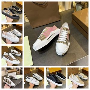 Zapatillas de deporte de diseño Vintage Check Shoes Classic Stripes Sneaker Hombres Mujeres Grid Shoe Leather Cotton Suede Trainers Print Canvas Trainer Tamaño 35-46