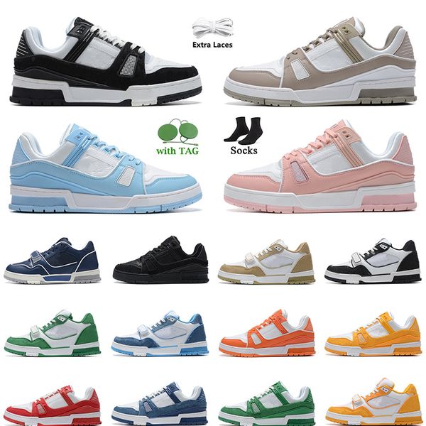 baskets de marque Virgil Trainer Casual Chaussures De Luxe En Cuir De Veau Abloh tripler Blanc Vert Lettre Superpositions Plate-forme hommes femmes vuittns Chaussure Basse euro 36-45