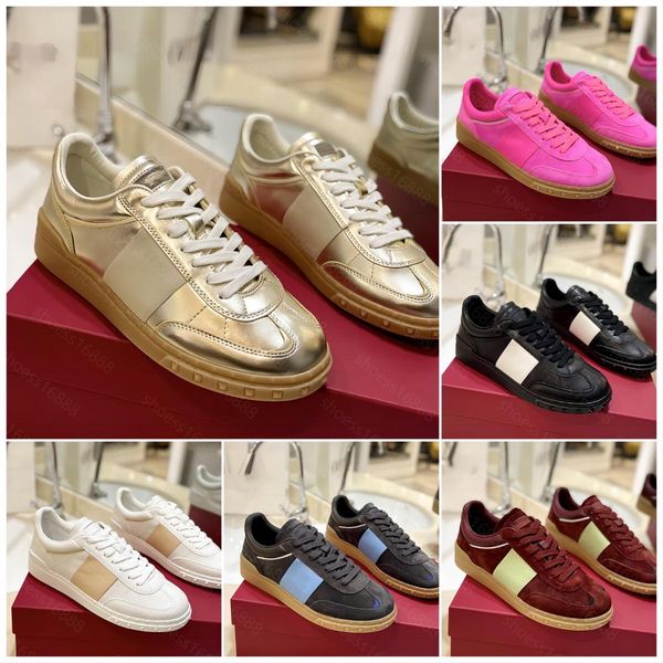 Designer Sneakers Femmes Hommes Faible Aide Casual Chaussures En Cuir Noir Blanc Chaussure De Luxe En Cuir De Veau Vintage Sport Mocassins Mode Italie Formateurs