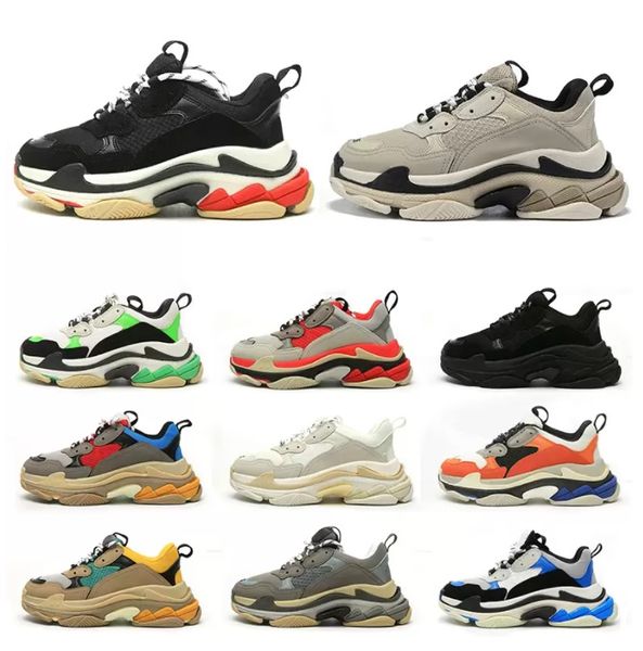 Zapatillas de deporte de diseñador Mujer Hombre Triple S Zapato Papá Zapatos casuales Fondo de cristal Paris 17FW Zapatillas de deporte de ocio para Vintage Old Grandpa Trainer chaussures tamaño 35-45