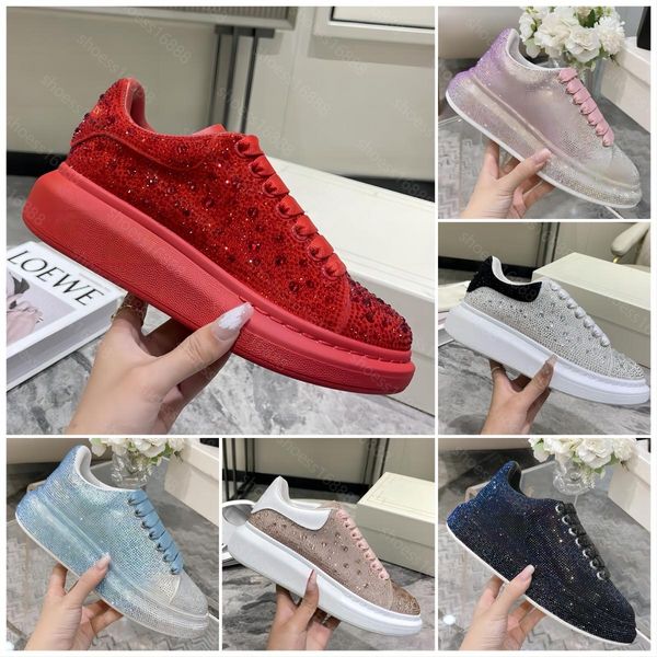 Designer tênis mulheres homens cristal embelezado tênis de grandes dimensões moda espumante festa banquete confortável sapatos casuais desodorante sapatos de treinamento de borracha