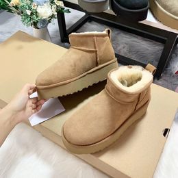 Designer Snowboots Australië Mini Platform uglis Dames Tazz Tasman Slippers Klassieke instapper Suede Slides Winter Wol Warme laarsjes Bont Schapenhuid Schoenen Enkellaarsjes