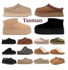 Designer Snow Boots Australia Mini Platform Boot Women Taz.z Tasman Slippers Classic Slip-On Sleede Slides Winter Laine chaude Chaussures de peau de mouton de fourrure