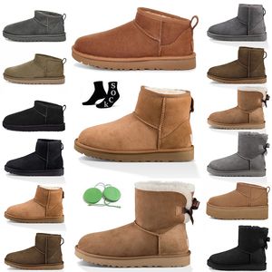 Designer Snowboots Australië Mini Platform Boot Dames Heren Klassieke Slip-on Suede Slides Winter Wol Warme laarsjes Bont Schapenhuid Schoenen UGGEUG Enkellaarsjes