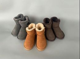 Bottes de neige design enfants garçon fille enfants mini peau de mouton peluche fourrure courte G5281 cheville douce confortable garder des bottes chaudes YM5