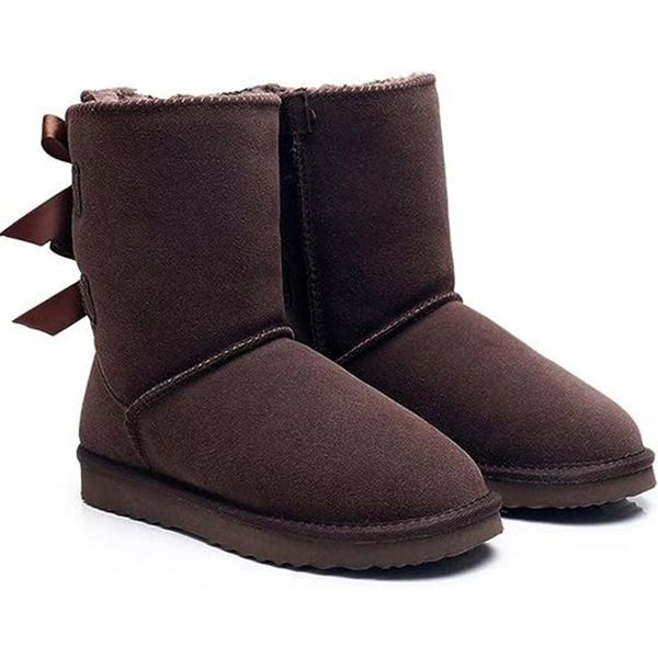 Bottes de neige de designer hommes femmes australiennes chaussures Tasman Bailey Dune châtaigne boucle d'hiver fourrure chaude demi-genou luxe dame en peau de mouton laine chaussure pantoufle intégrée