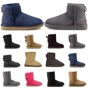 Designer Snow Boots Slippers enkel laars schoenen Korte laarzen mode kastanje drievoudige zwarte winter houd warme wol echte lederen platform schoenschoenen laarsjes
