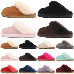 designer neige bottes de pantoufle de vraie fourrure diapositives de plate-forme moelleuses éraflures chaussures de laine botte d'hiver fourrure en peau de mouton cuir de maison botte de marque classique décontracté femmes curseur extérieur