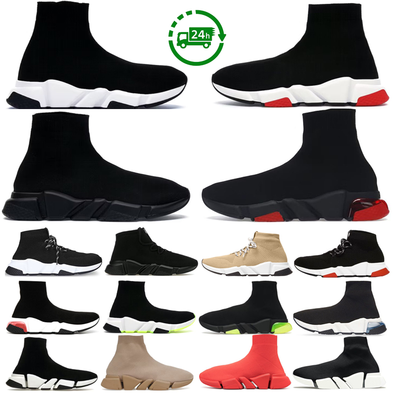 Scarpe da calzino firmate per uomo Donna Scarpe da ginnastica con plateau per allenatore di velocità Nero Bianco Suola trasparente Rosso Beige Giallo Fluo Runner traspiranti da uomo Jogging da esterno Camminata