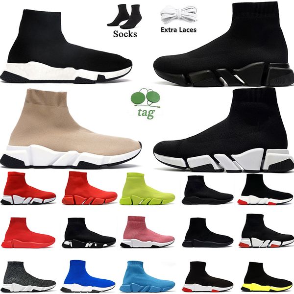 Designer Sock Chaussures Lace-Up Hommes Femmes Speedy Entraîneur Chaussettes Boot Speed Chaussures Runner Baskets Knit Femmes 2.0 Marche Triple Noir Blanc Rouge Sports Balanscigas