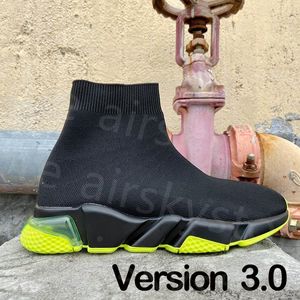 Designer Sock Shoes Men's and Women's High-End Graffiti White Black Red Beige Roze Pink Clear Sole Lace-Up Neon Yellow Socks Speed ​​Runner Trainers Flat Sneakers