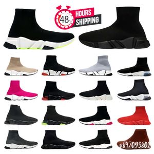 Chaussures de chaussettes de créateurs Hommes Femmes Graffiti Blanc Noir Rouge Beige Rose Semelle Transparente À Lacets Chaussettes Jaune Fluo Speed Runner Baskets Plateforme Plate-Forme Casual 36-47