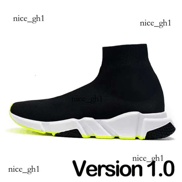 Diseñador zapatos de calcetines Hombres Mujeres Graffiti Blanco Blanco Rojo Beige Pink Clear Sole-Up Neon Yellow Socks Speed Runner Trainers Flat Platform Platform Casual 36-45 654