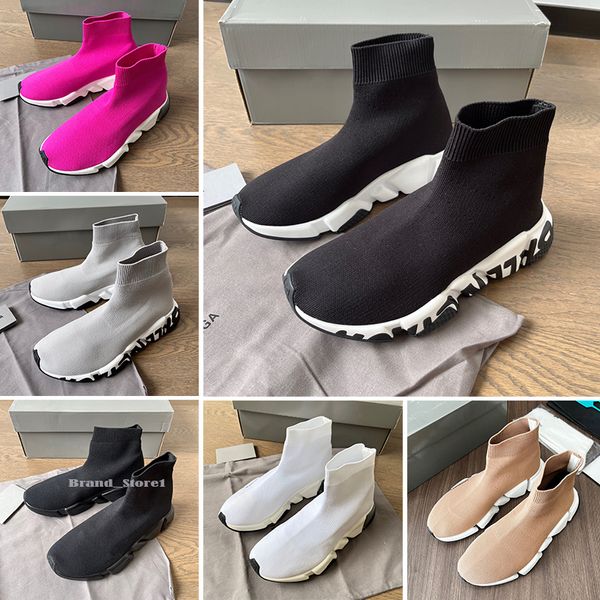 Chaussures de chaussettes de designer hommes femmes chaussettes bottes vitesse 1.0 2.0 Trainer coureur baskets de qualité supérieure chaussures décontractées graffiti clear sole plate-forme respirante chaussure taille de chaussure 35-45