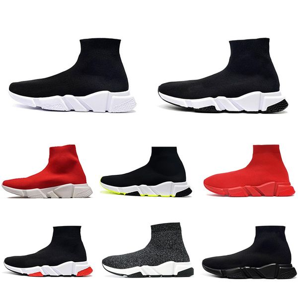 Chaussures de chaussettes de designer Paris Tricoting Mesh hommes Femmes Speed Runner Boots Boots High Platform Black White Slip on Triple-S Soft Casual Sneakers 36-47