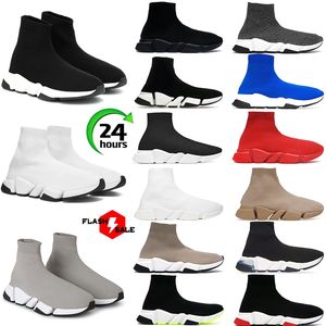 Designer Sock Shoes Speed Trainer Casual schoenen voor mannen Dames Clear Sole Soly Black Wit Beige Lace Neon Yellow Mens Sports Sneakers Tennis Grootte 5.5 -11