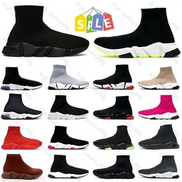 Designer Sock Shoes Speed1.0 3.0 Graffiti Wit Zwart Rood Beige Roze Proze Clear Sole Lace-Up Neon Yellow Socks Speed Runner Men's and Women's Outdoor Sports Casual Shoes