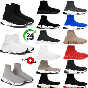 Designer Sock Shoes Trainer Casual schoenen voor mannen Dames Clear Sole Zwart Wit Beige Lace Neon Yellow Mens Sports Sneakers Tennis Grootte 5,5-11