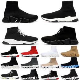 Zapatos de calcetín de diseñador para mujer para hombre zapatos planos para correr zapato negro beige suela clara voltio Graffiti calcetines con cordones botas zapatillas de plataforma de lujo 36-45