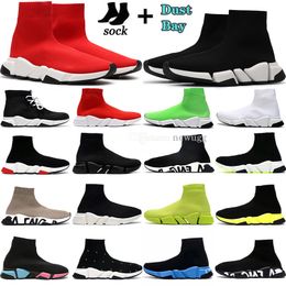 Sock Designer Casual Shoes Paris Balencaigas Speed ​​1.0 2.0 Trainers Platform Mens Woman Runner Sneaker Gliny Gebreide reliëf Balenciagas Sneakers versnelt laarsjes