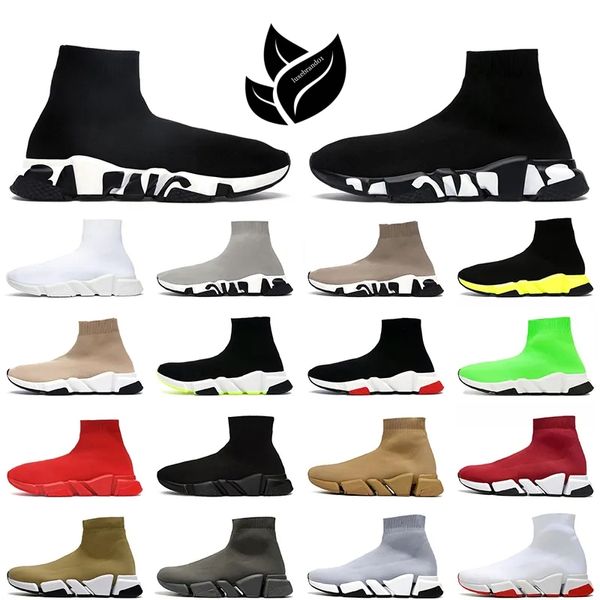 Calcetines de diseñador Zapatos Juvenil Color Sólido Negro Plataforma Ing Altura Aumento Mujeres Hombres Ligero Fiess Zapatillas de deporte Balencaiaity de punto puro