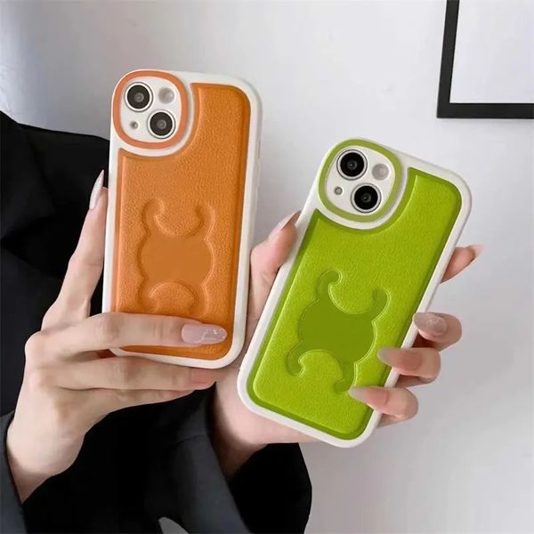 Diseñador Soft Iphone 14 Promax Case 13 12 11 Pro Max Plus Fundas de cuero para teléfono Color caramelo Phonecase Teléfonos de lujo Cubierta Shell D239014C3