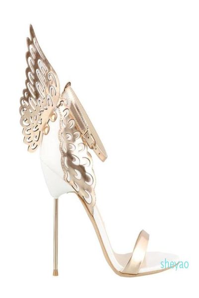 Designer Sophia Webster Evangeline Angel Wing Sandal Plus taille 42 Cuir Femmes Mariage Pink Pintter Chaussures Sexy Girl Butterfly San2864795
