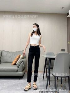 Designer South Oil High End Women's Wear’s Early Automne Nouveau Xiangxiang Home Edition coréenne High Taist Slim Ligge droite Jeans noir SZ4U
