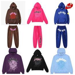 Diseñador Sp5der sudadera con capucha pantalones Pink Spider 555 sudaderas con capucha hombre para mujer chándal al aire libre pantalones de chándal arañas verde joven matón impresión web sudaderas PQCF