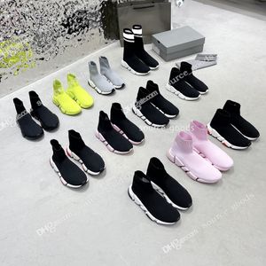 Designer Speed ​​1.0 2.0 Chaussette Chaussures Baskets Hommes Femmes Graffiti Blanc Noir Rouge Beige Rose Semelle Transparente À Lacets Chaussettes Jaunes Néon Baskets Plateforme Plate