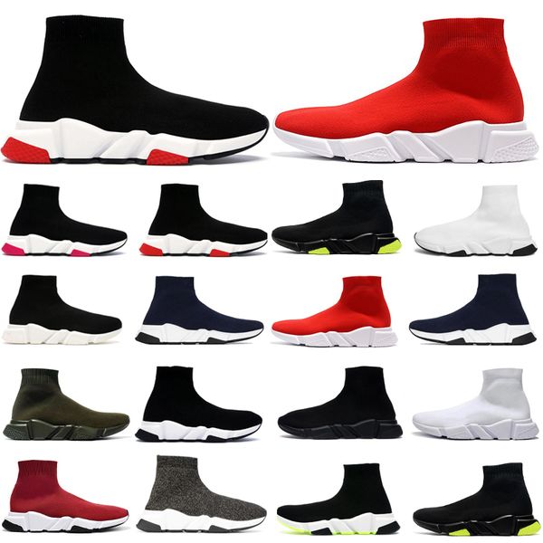 Designer Speed Sock chaussures Trainer hommes femmes Chaussures de course en maille triple noir blanc vert néon oreo rouge jaune Graffiti mens baskets de sport 36-45