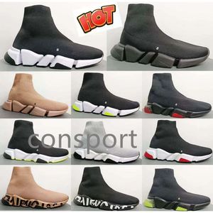 Designer Speed Trainer Casual Chaussures Paris chaussures à vendre à lacets Mode Chaussettes plates Bottes Vitesse 2.0 Hommes Femmes Runner Baskets avec sac à poussière Taille 35-45