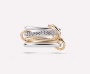 Designer Spinelli Ring Nimbus SG Gris Vergelijkbaar met Designer's nieuwe luxe boetieksieraden x Hoorsenbuhs Microdam Puur zilveren gelaagde ring