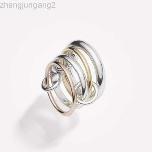 Spinelli Rng – bague d'épissure à quatre anneaux, trois couleurs, avec galvanoplastie en acier titane, or véritable 18 carats